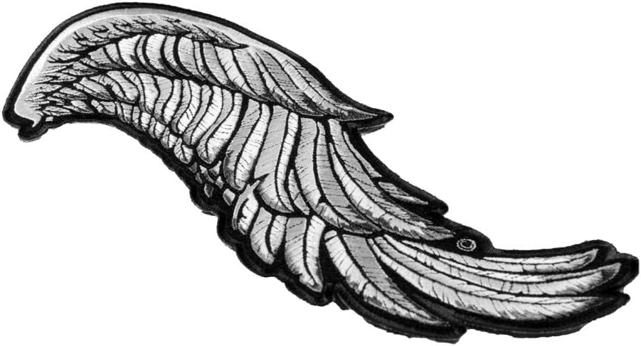 Split White Embroidered Angel Wings Patch, Large Size