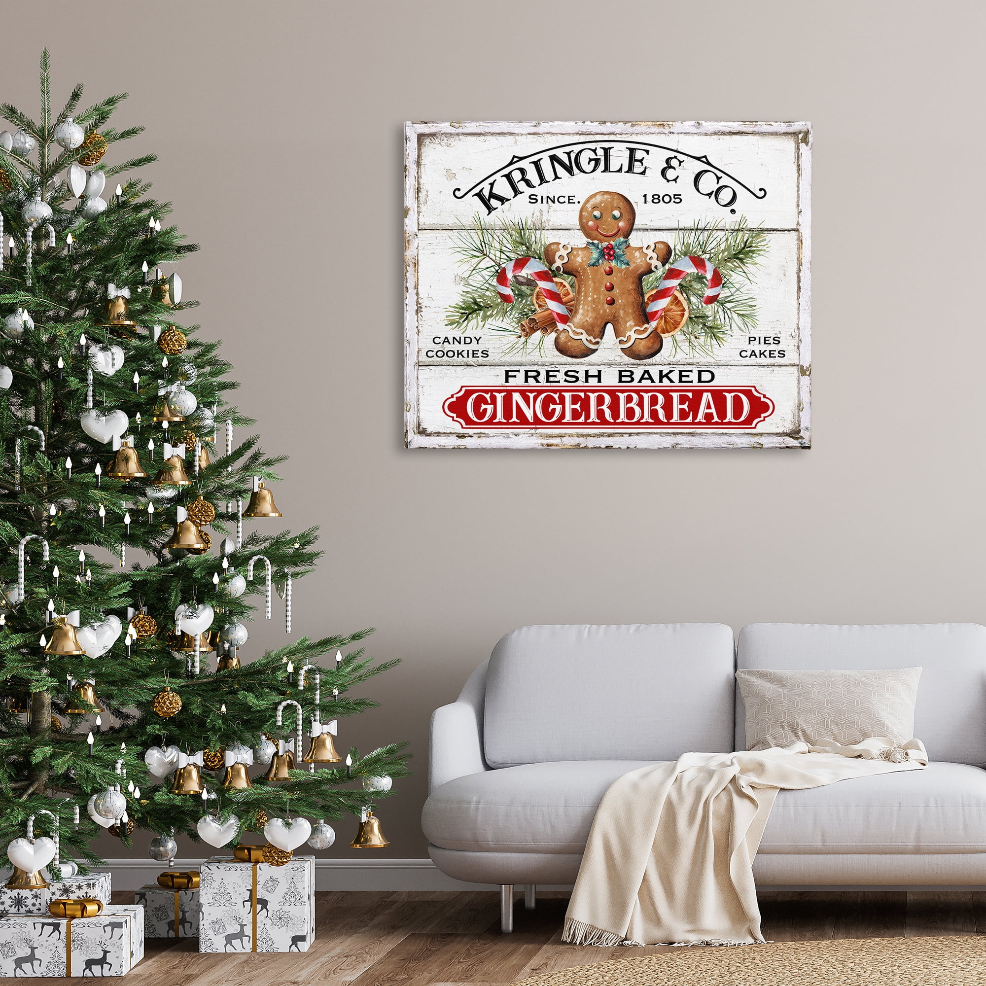 Stupell Industries Fresh Gingerbread Cookies Holiday Painting Gallery Wrapped Canvas Art Prints Wall Art, 48 x 36