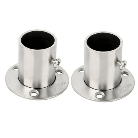 

304 Stainless Steel Clothes Closet Rod Bracket Flange Support 0.9 Inch Dia 2pcs