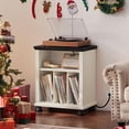 thumbnail image 7 of LELELINKY 24" Mid-Century Record Player Stand with Charging Station Holds 200 Albums for Living Room, White, 7 of 7
