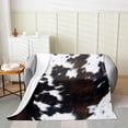 thumbnail image 5 of Brown Cowhide Throw Blanket,Black White Aztec Cow Print Fleece Blanket,Western Farmhouse Animal Fur Flannel Blanket for Kids Boys Girls,Rustic Cowboy Cowgirl Bed Blanket Living Room Decor,40x50, 5 of 6