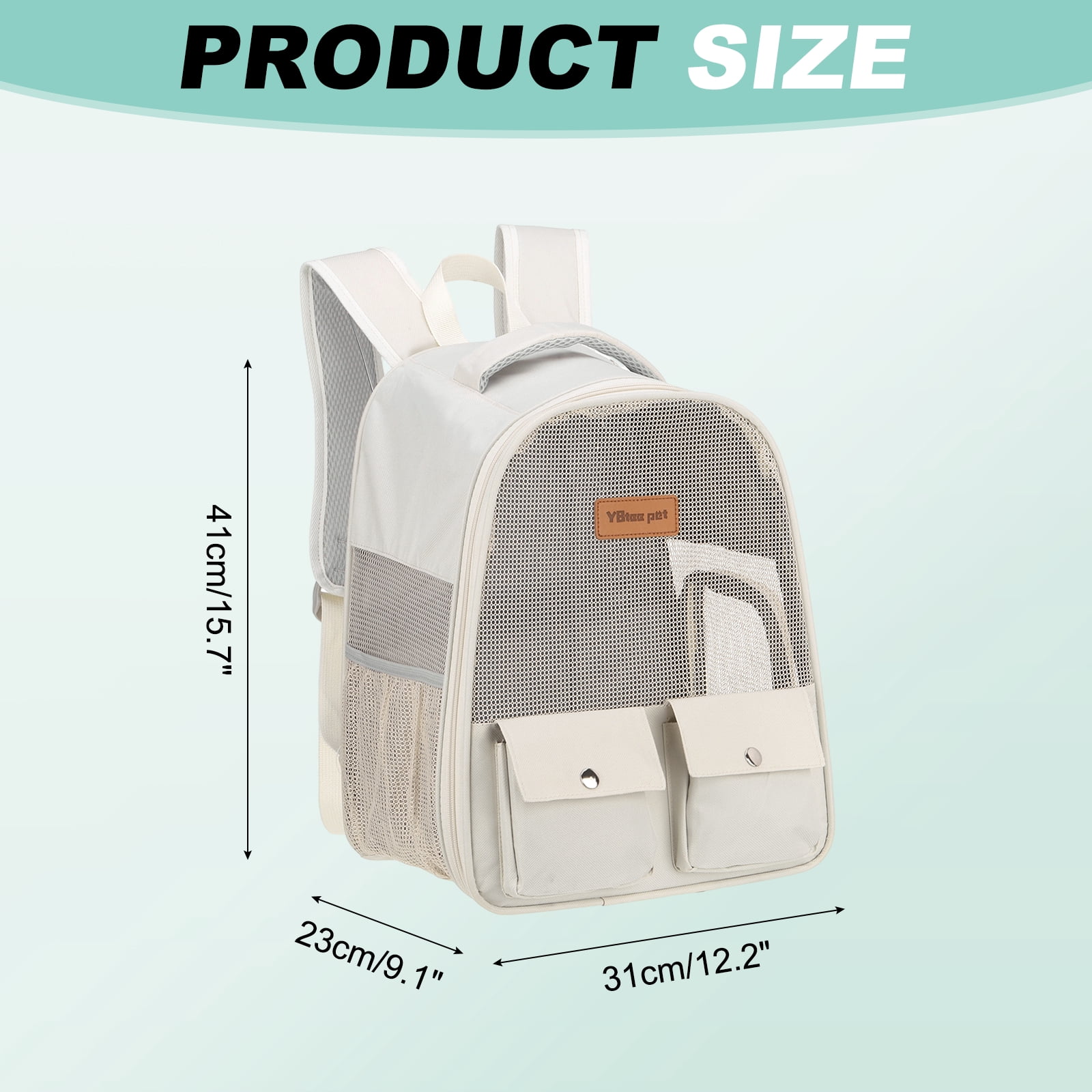 Uxcell Cat Backpack Carrier, Foldable Ventilated Mesh Pet Hiking Travel Backpack for Cats or Small Dogs Puppies, Intended for Hiking / Camping / Traveling (White, 12"x9"x16")