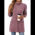 thumbnail image 2 of Camisas de Larga para Mujer, Blusas Túnica Casuales de Cuello Alto Rojo Púrpura L, 2 of 10