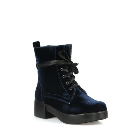 

Nature Breeze Velvet Combat Women s Boot in Navy