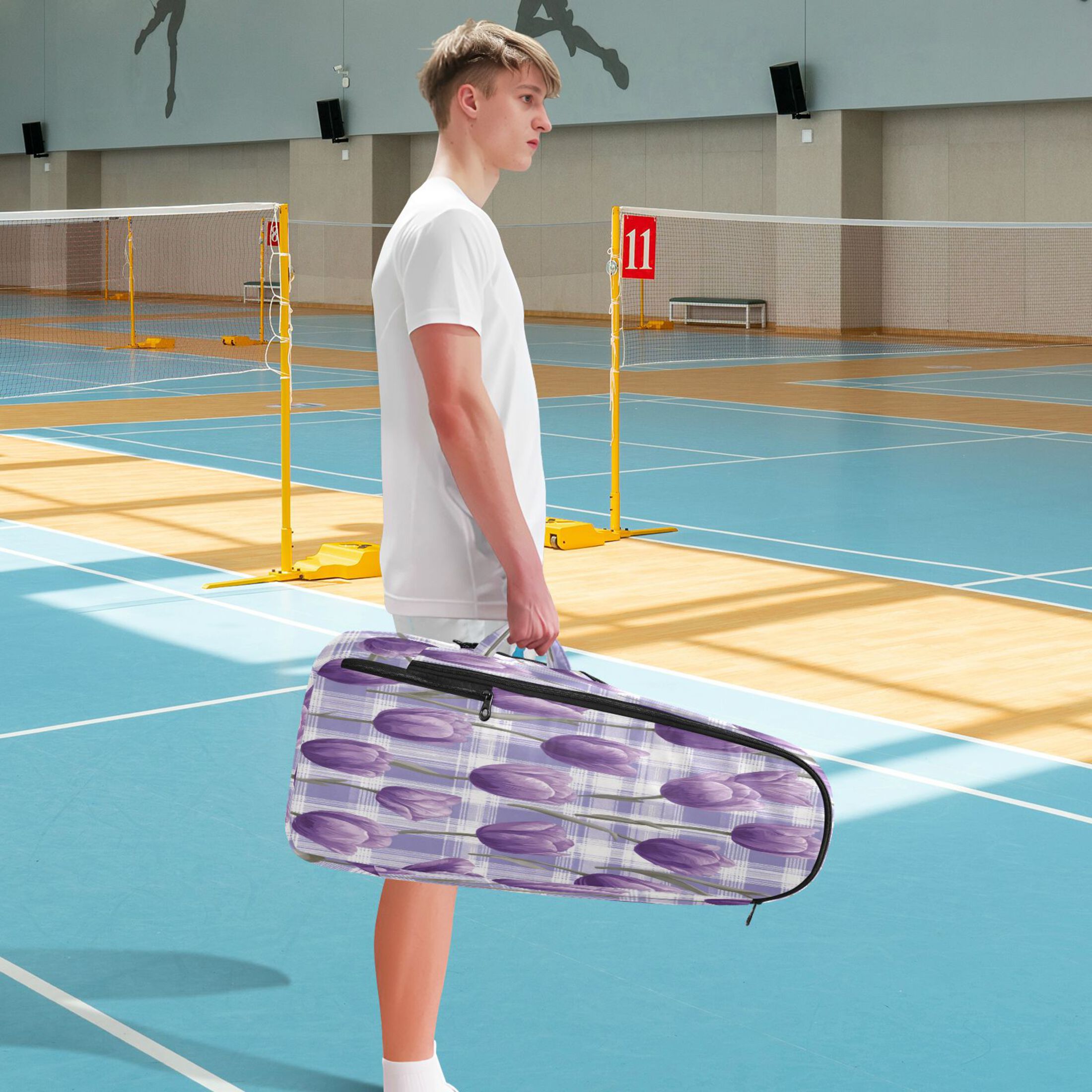 2 Racquet Holder Tennis Backpack Tennis Racket Covers Gym Bags Lovely Lavender Tulip Flowers