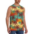 thumbnail image 2 of Kdxio Colorful Hawaii Palms for Men's Muscle T-shirt,Sleeveless for Workout Running Athletic Gym Lounge Casual, 2 of 7