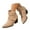Beige, variant on Women's Ankle Boots Stacked Low Chunky Heeled Booties Pointed Toe Buckle Slip on Dress Shoes