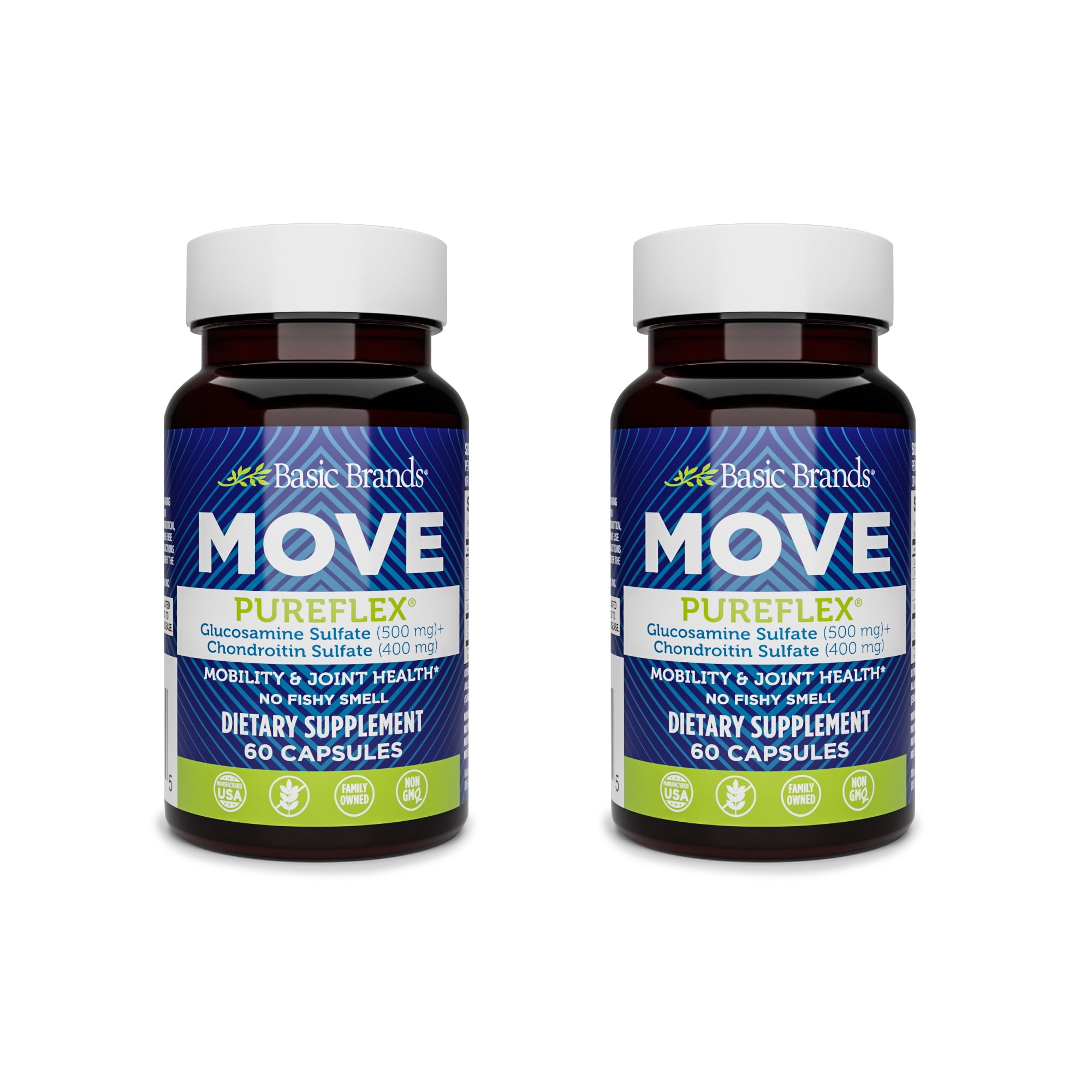 Basic Brands MOVE Pureflex Glucosamine Sulfate, Chondroitin Sulfate, 60