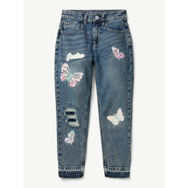 Zara Girls Flower And Bug Embroidered Jeans Size 9/10