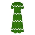 thumbnail image 5 of pimelu Dresses for Women Maxi Dresses for Women 2024 Flowy Ruffle Swing Pleated Tunic Long Dresses with Pocket Summer Casual Striped Print Short Sleeve Crewneck Ladies Maxi Sundress, 5 of 6
