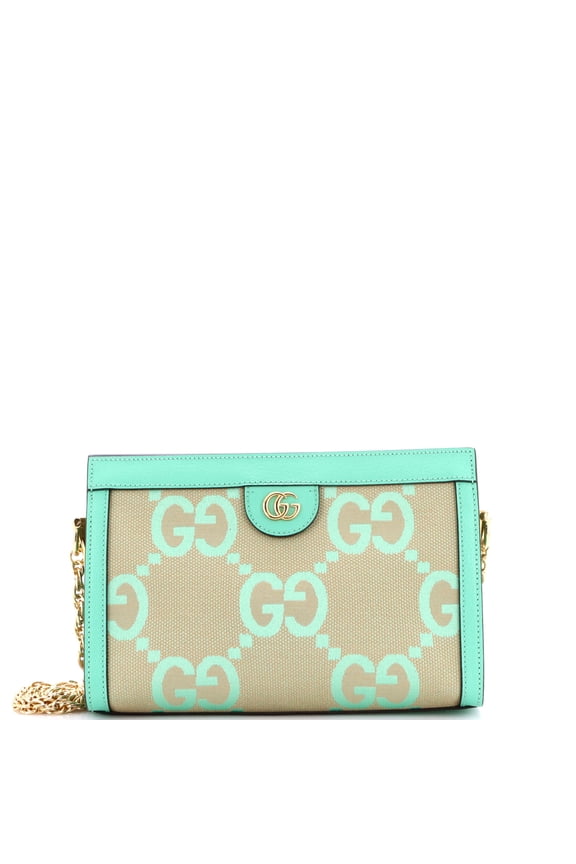 Pre-Owned Ophidia Chain Shoulder Bag Jumbo GG Canvas with Leather Small By Rebag