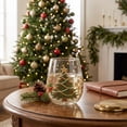 thumbnail image 2 of Christmas Glass Art Cup, Decor Drinking Glass Cup, Stemless Wine Glasses Holiday Glassware for Coffee, Tea, Juice, Milk, Xmas Party Home Festive Decor Gifts (Xmas Tree), 2 of 6