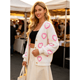 thumbnail image 4 of NAYTOAO Women Heart Print Fuzzy Knit Button Down Cardigan, V Neck Long Sleeve Sweater Outerwear, Casual Fall Knit Jacket, 4 of 6
