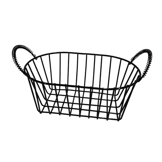 Cesta organizadora para servir comida y refrigerios con asas, cesta para papas fritas y refrigerios para armarios. Negro