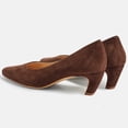 thumbnail image 3 of FSJ Women Comfortable Sturdy kitten Low Heels Pumps Slip On Almond Closed Toe Office Work Wedding Casual Dressy Shoes Size 15 Brown, 3 of 4