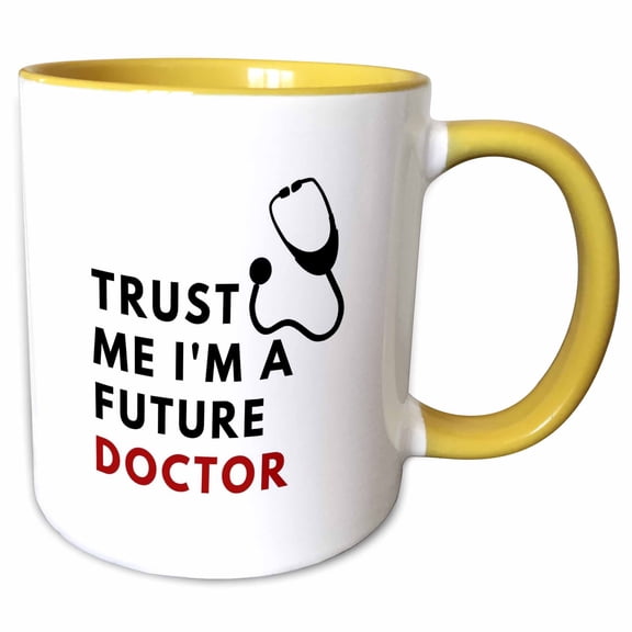 3drose, Simple Text of Trust Me Im a Future Doctor, 11oz Two-tone Yellow Mug