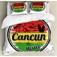 thumbnail image 1 of Cacun Duvet Cover Set King Size, Colorful Flag Interpretation in a Grunge Tropical Style with Summer Beach Items, Decorative 3 Piece Bedding Set with 2 Pillow Shams, White Multicolor, by Ambesonne, 1 of 3