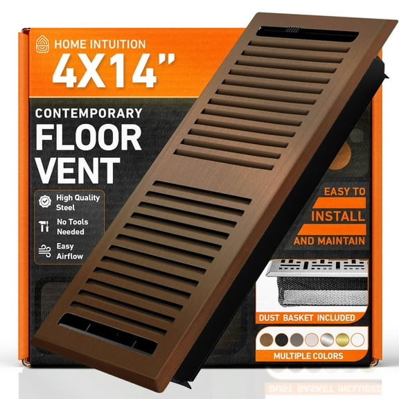 4X14 Floor Vent Covers Floor Register with Mesh Cover Trap, Heat and Air, Walkable Metal Floor Register for HVAC Duct, Contemporary, Oiled Bronze