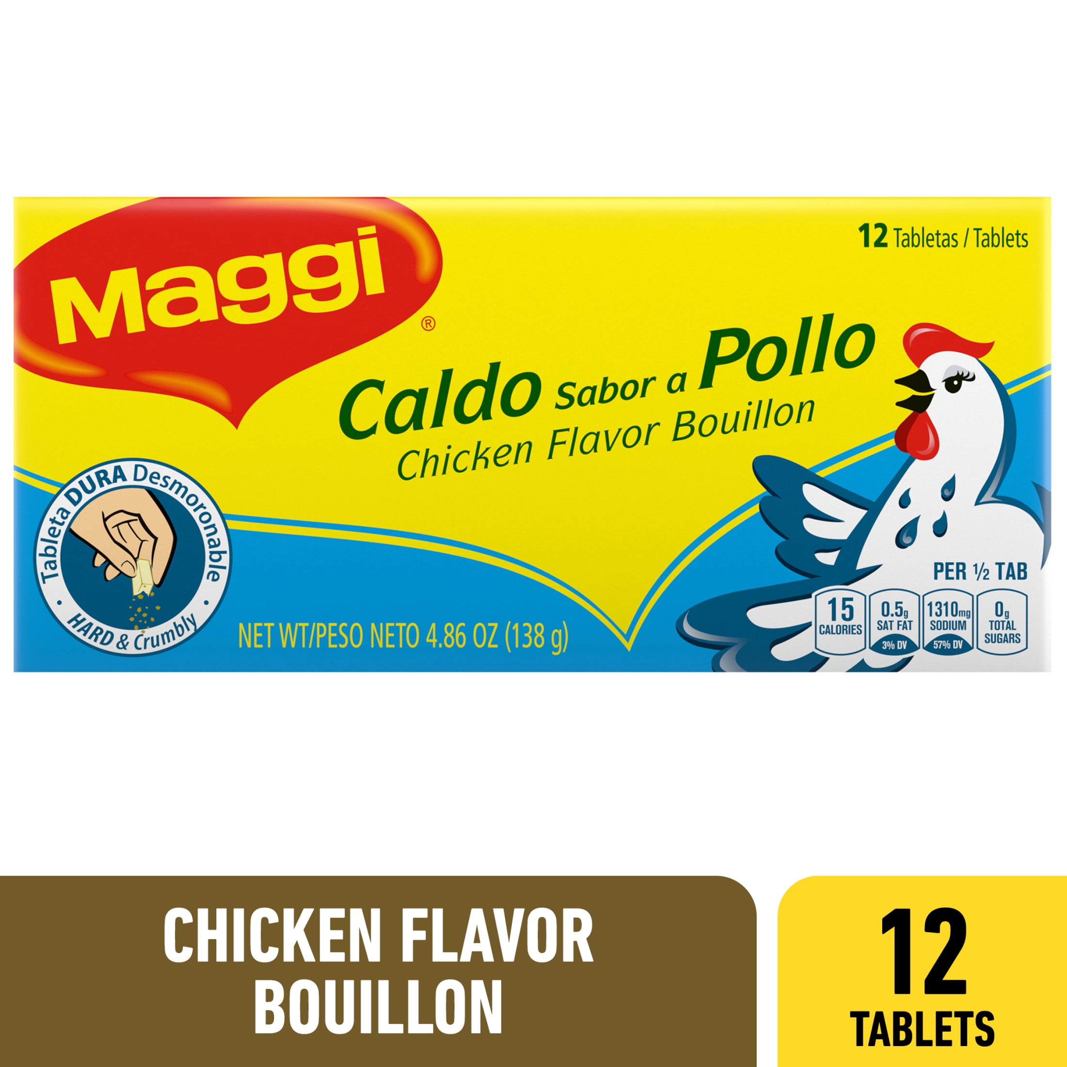 (24 pack) Maggi Chicken Flavor Bouillon Tablets, 4.86 oz, 12 Tablets