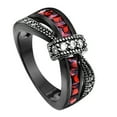 thumbnail image 2 of Womens Black Gold Tone Cross Ring Garnet Red Zircon Geometric Alloy Inlaid Jewelry For Women Elegant Statement Piece, 2 of 3