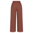 thumbnail image 4 of Tumotour Wide Leg Pants For Women Casual Loose Solid Color Cotton Linen Drawstring Elastic High Waisted Flowy Pockets Workout Comfy Lounge Pants, 4 of 5