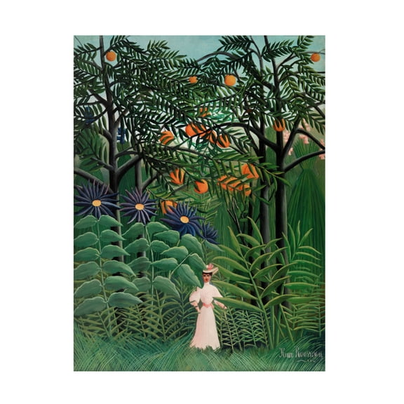 Trademark Fine Art Pictufy Femme Se Promenant Dans Une Foret Exotique Canvas Wall Art