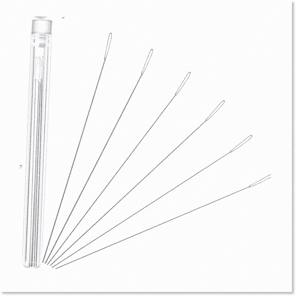 6-Piece Stainless Steel Beading Needles Set in Collapsible Bottle - Perfect for Embroidery and Sewing