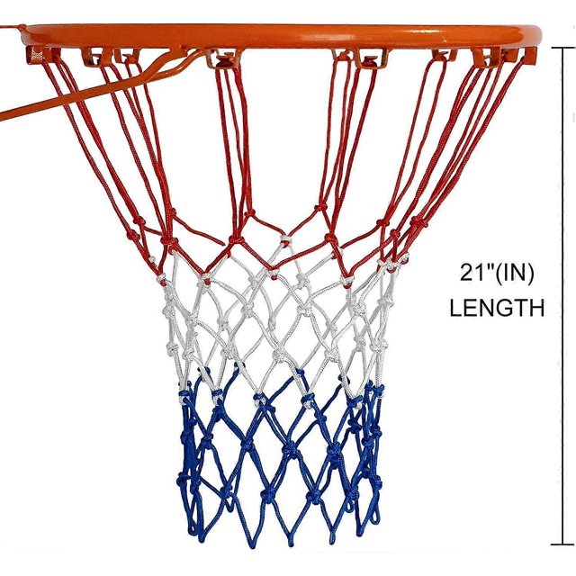 fong sxbd 2 pack Filet de basketball Lourd Imperméable, Rouge Blanc Bleu Corde Tressée en polyester Audacieuse, 12 Boucles pour