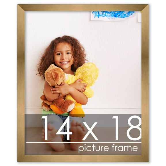 14x18 Gold Bronze Wood Picture Frame - UV Acrylic, Foam Board Backing, Hanging Hardware