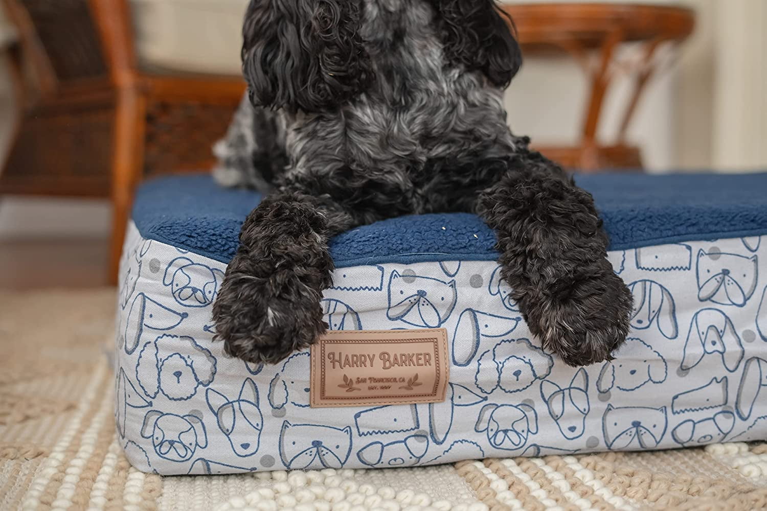 Harry Barker Premium Waterproof Orthopedic Pet Bed, 11 Inches Thick, Blue, Large