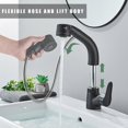 thumbnail image 3 of Grifo de lavabo elevable extensible con rociador extraíble flexible, grifo mezclador para lavabo de baño negro montado en la cubierta, boquilla de modos duales, dorado, 3 of 5