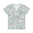 thumbnail image 7 of Ichuanyi Women's Spring Summer Fashion Printing V-NeckTee Short Sleeve Basic Top, Casual Loose Fit Blouse Top Shirt, Army Green, XL, 7 of 7