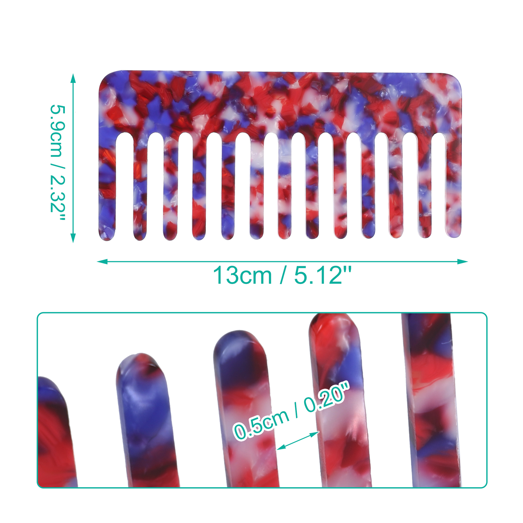 Unique Bargains 2 Pcs Hair Comb Wide Tooth Hair Care Detangling Comb Colorful