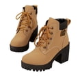 thumbnail image 3 of Oyedens Platform Combat Boots for Women Fashion Casual Block High Heels Mid Calf Ankle Booties, 3 of 8