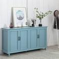 thumbnail image 6 of Eclife Mid-Century Sideboard Cabinet, Blue, 4 Doors with Adjustable Shelves, MDF Storage Cabinet for Dining Room or Living Room, 6 of 8