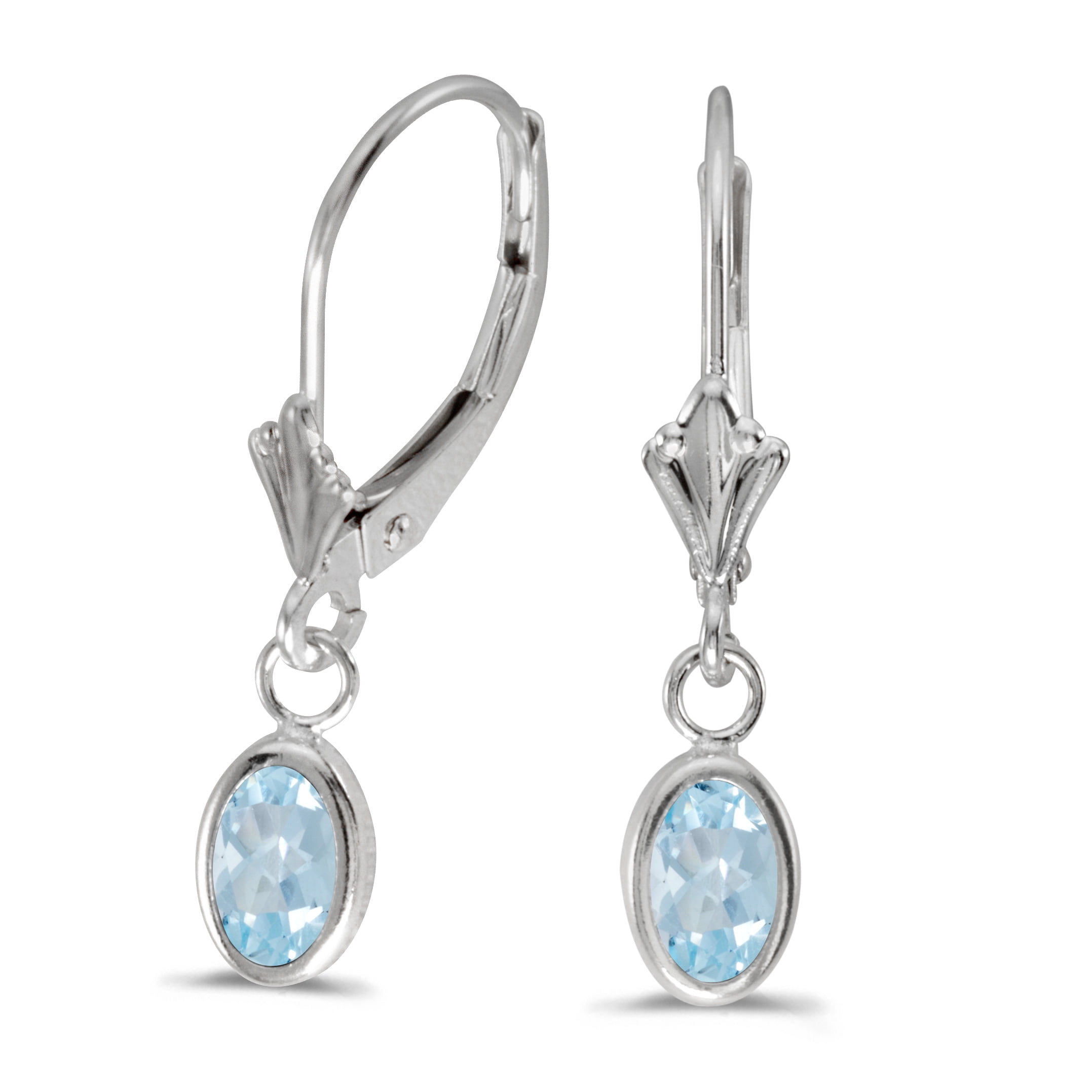 Sterling Silver Natural Aquamarine Earrings Dangle Lever Back Earrings *VARIETY* 