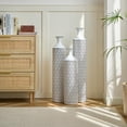 thumbnail image 5 of Set of 3 Gorgeous White Metal Vases - Unique Floor Decoration, Large Glazed Metal Vases at 24in, 28.7in, 33.5in for Modern Black & White Home Designs, 5 of 18