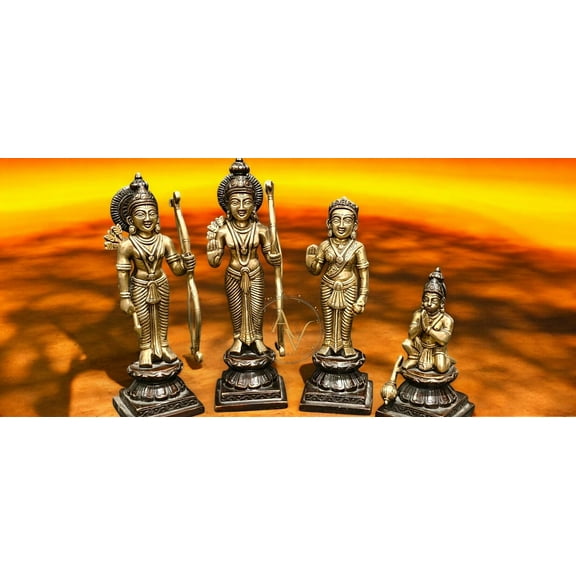 Artistic Kraft Creation 10 Inch Ram Parivar Statue, Hindu God Lord Rama, Lord Hanuman, Lord Lakshman, Sita Mata, Garden Statues, Shri Ram Darbar Murti Lord Hanuman, Rama Family (7 Count)
