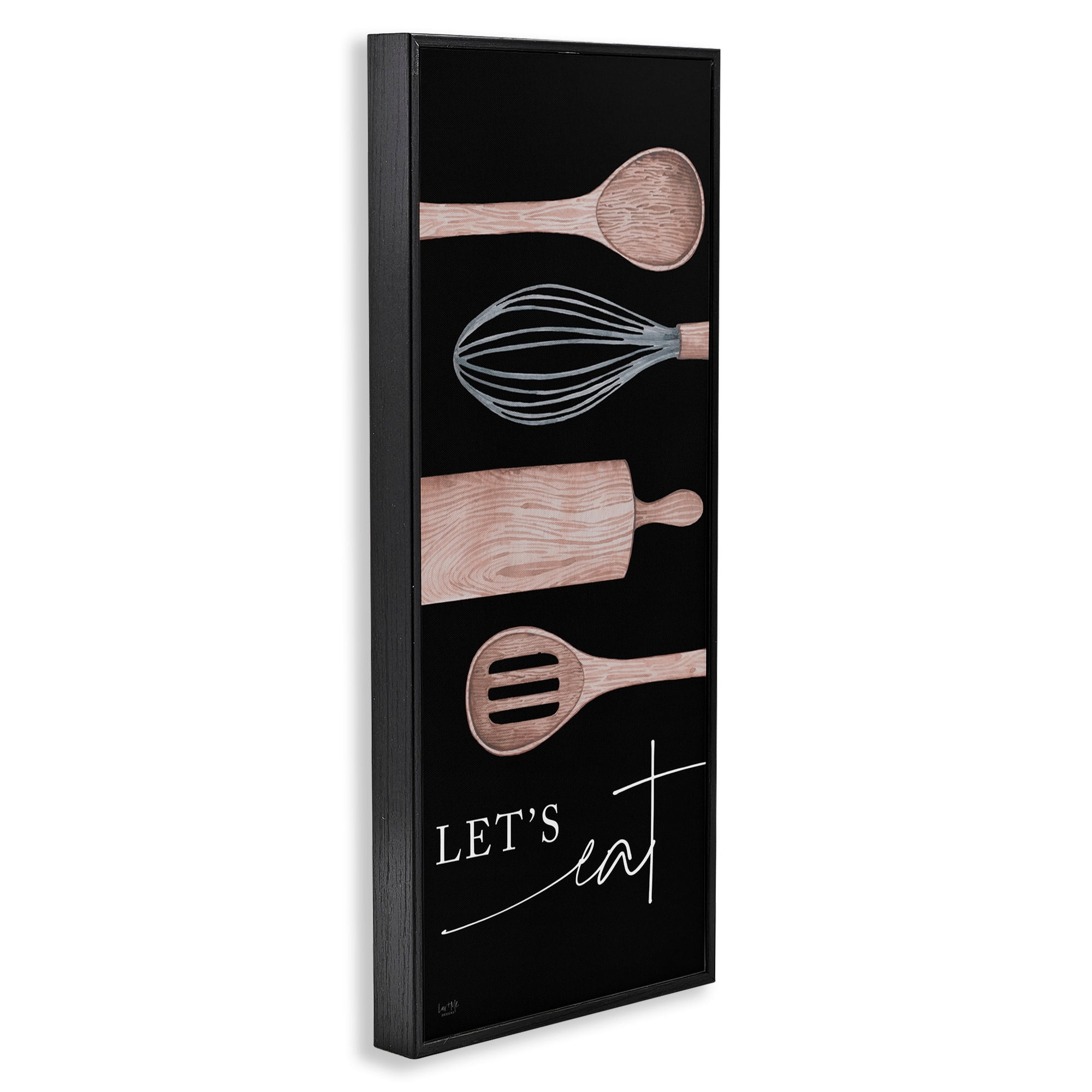 Stupell Industries Let's Eat Varied Kitchen Cooking Utensil Phrase Graphic Art Black Framed Art Print Wall Art, Design by Lux + Me Designs