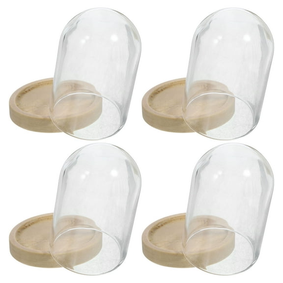 jojofuny 4Sets Glass Domes Small Clear Glass Dome Cover For Miniature Landscapes