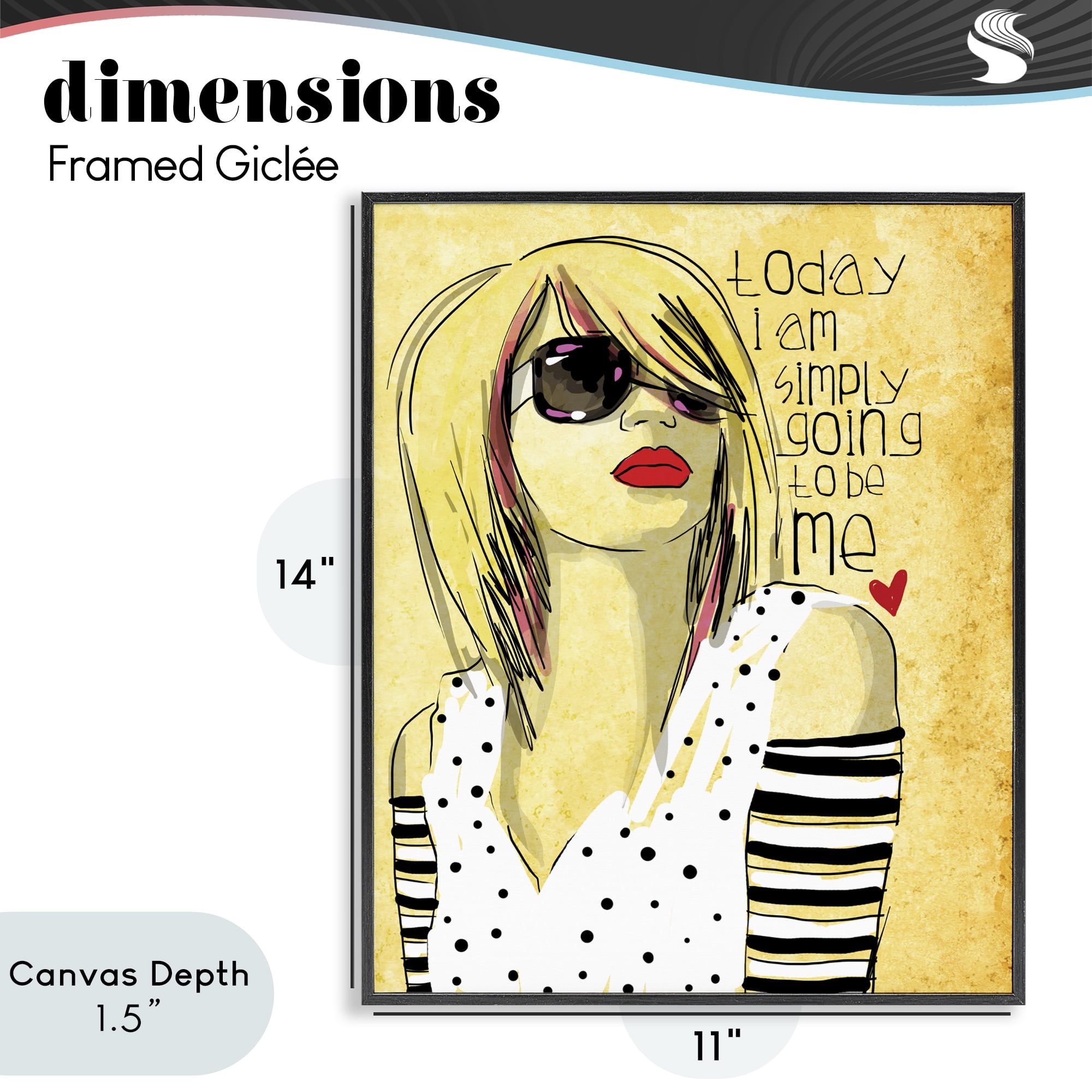 Stupell Industries Today I Am Simply Me Black Framed Giclee Art, design by Suzanne Millius