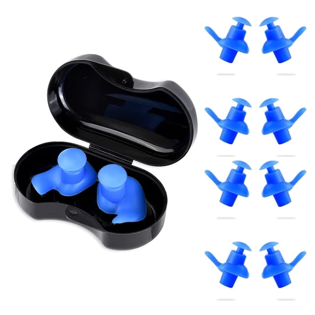 Tapones para los oídos de silicona azul, reutilizables, suaves, ideales para adultos y niños, resistentes al agua, para nadar, hacer surf y hacer esnórquel