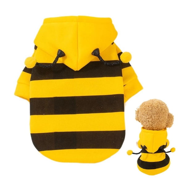 Striped Bee Cat Sweater Yellow Pet Clothing With Elastic Cuffs For Photos And Holidays