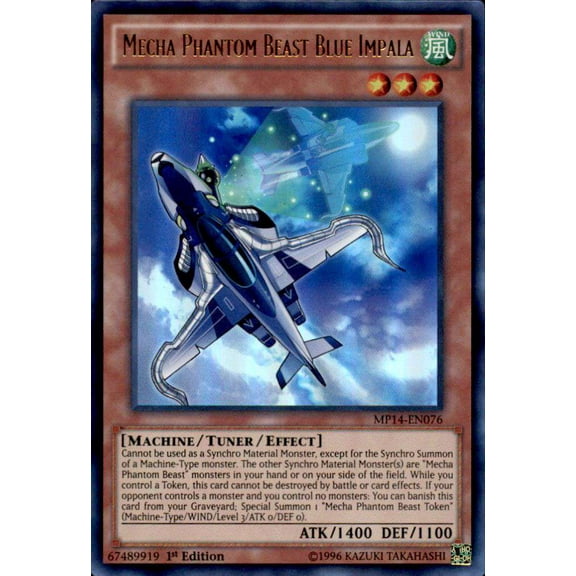 YuGiOh 2014 Mega Tin Ultra Rare Mecha Phantom Beast Blue Impala MP14-EN076