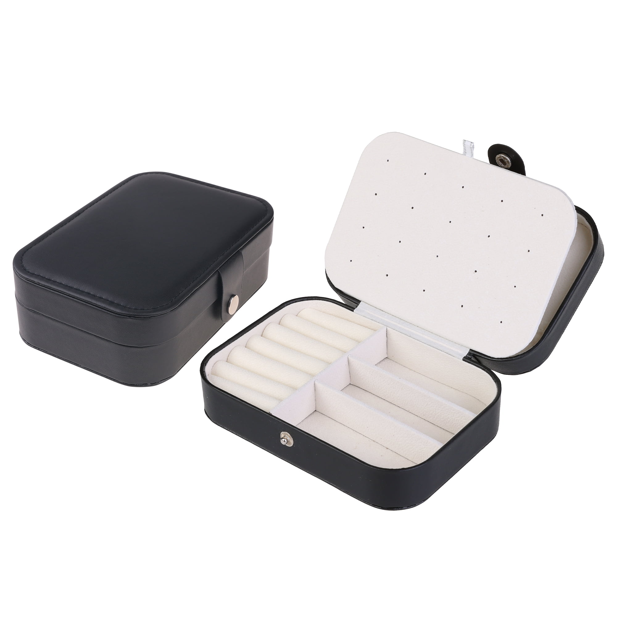 Unique Bargains Jewelry Box Small PU Leather Jewelry Organizer Case Storage Display Holder Black