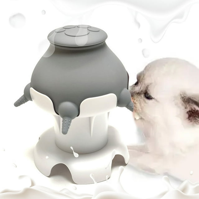 Fiudx Ofertas y liquidaciones Biberón para cachorros, repuesto de leche para cachorros, biberones de silicona para lactancia con 5 tetinas, comederos para cachorros múltiples