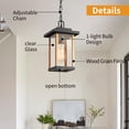 thumbnail image 4 of Smeike Outdoor Pendant Lights, Hanging Porch Lights with Clear Glass Shade, Outdoor Hanging Light for Outside Garage Driveway Patio, Wood Grain Finish & Matte Black Finish, 4 of 9