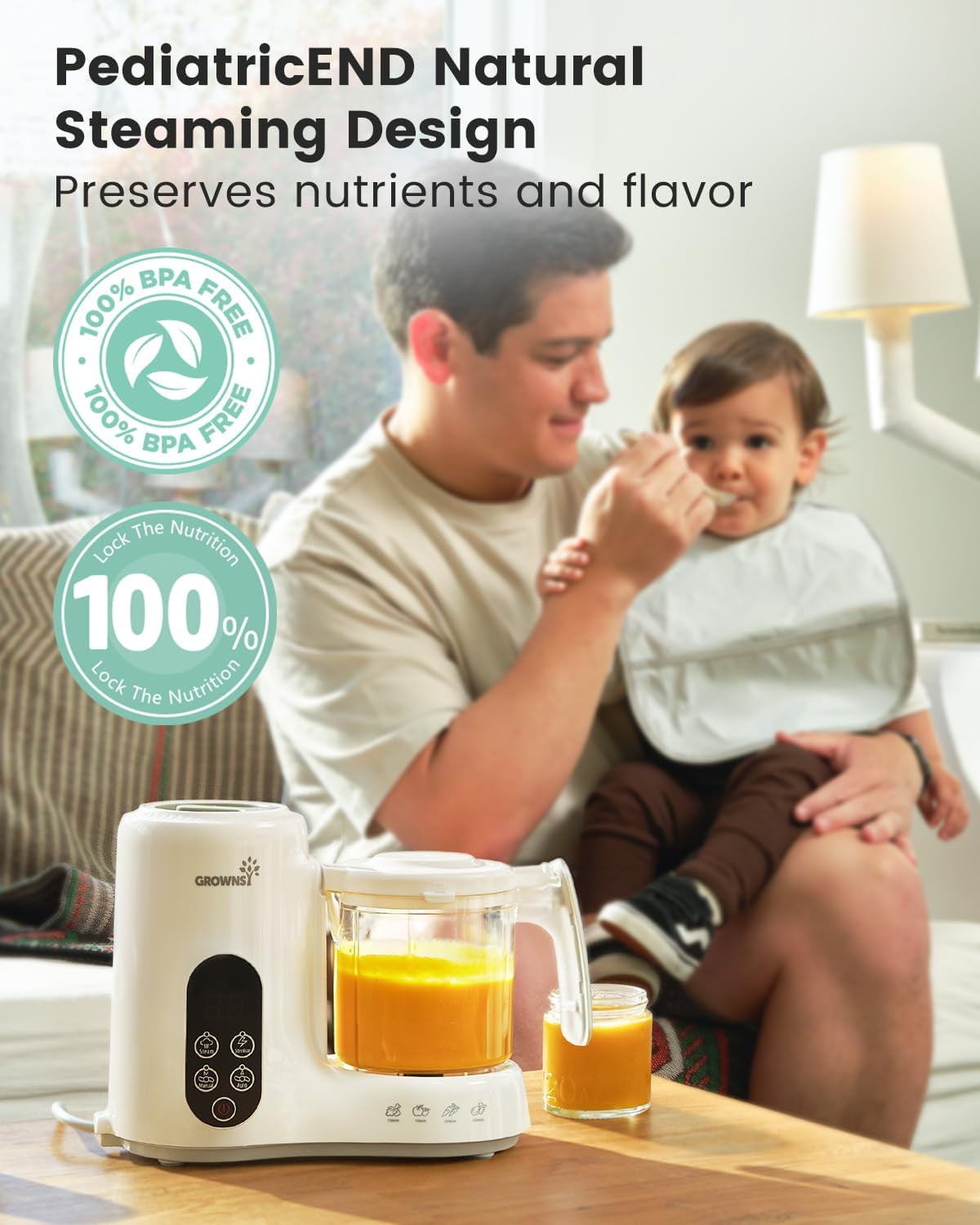 Grownsy Baby Food Maker Multi-Function,Constant Temperature 24h, Auto Cooking & Grinding,White