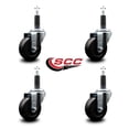 thumbnail image 2 of 3.5 Inch Hard Rubber Wheel Swivel 1 Inch Expanding Stem Caster Set SCC, 2 of 2