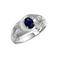 thumbnail image 3 of RYLOS Men's Rings Sterling Silver Rings Classic Designer Style 8X6MM Oval Gemstone & Diamond Ring Sapphire September Birthstone Rings For Men Size 8, 3 of 7